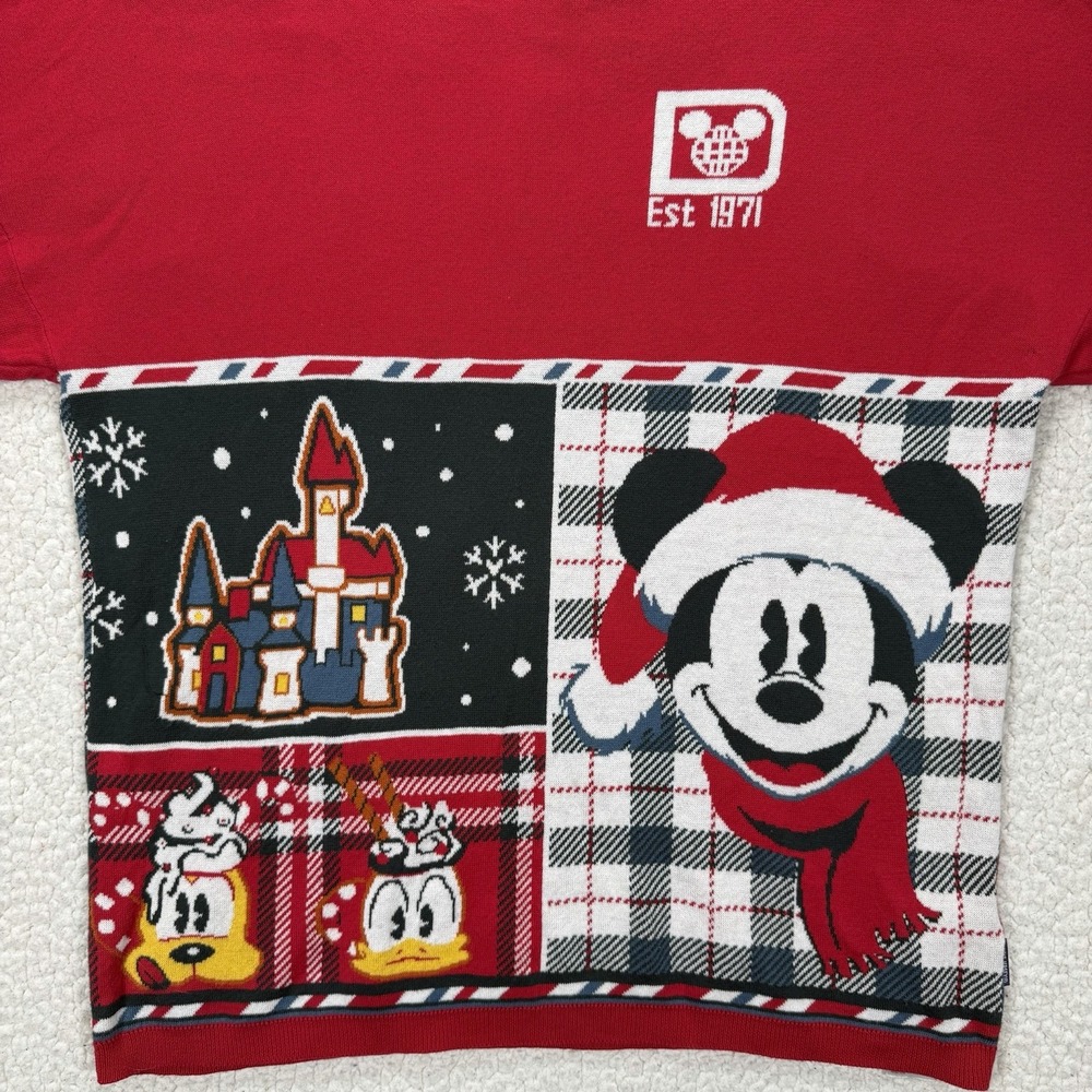 Disney Spirit Jersey Christmas Sweater Women's S Red Mickey Holiday - Picture 2 of 8